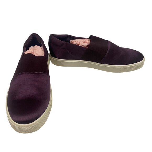 Vince Corbin Slip-On Satin Sneaker in Aubergine Plum Purple Size 7 NWOB - Picture 1 of 8